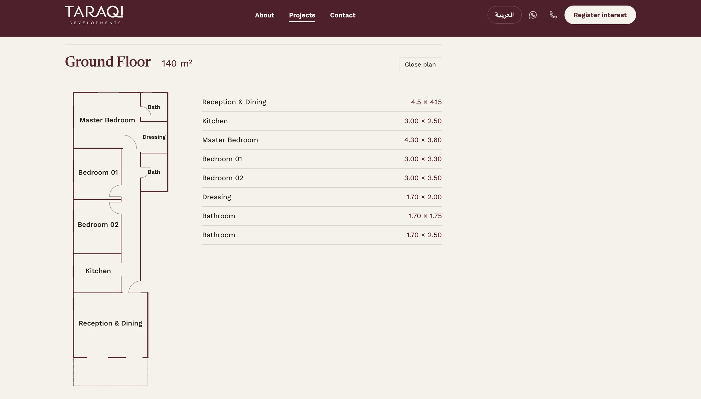 Taraqi Developments website